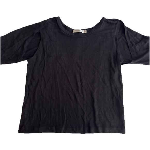 Moussy Crew Neck Twofer Linen Top Womens Size Free Muscle Tee W/ Shrug Black99 - Picture 2 of 8